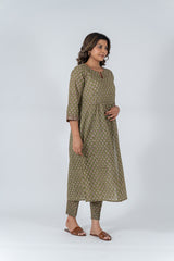 Cotton Hand Block Printed Kurta - Green