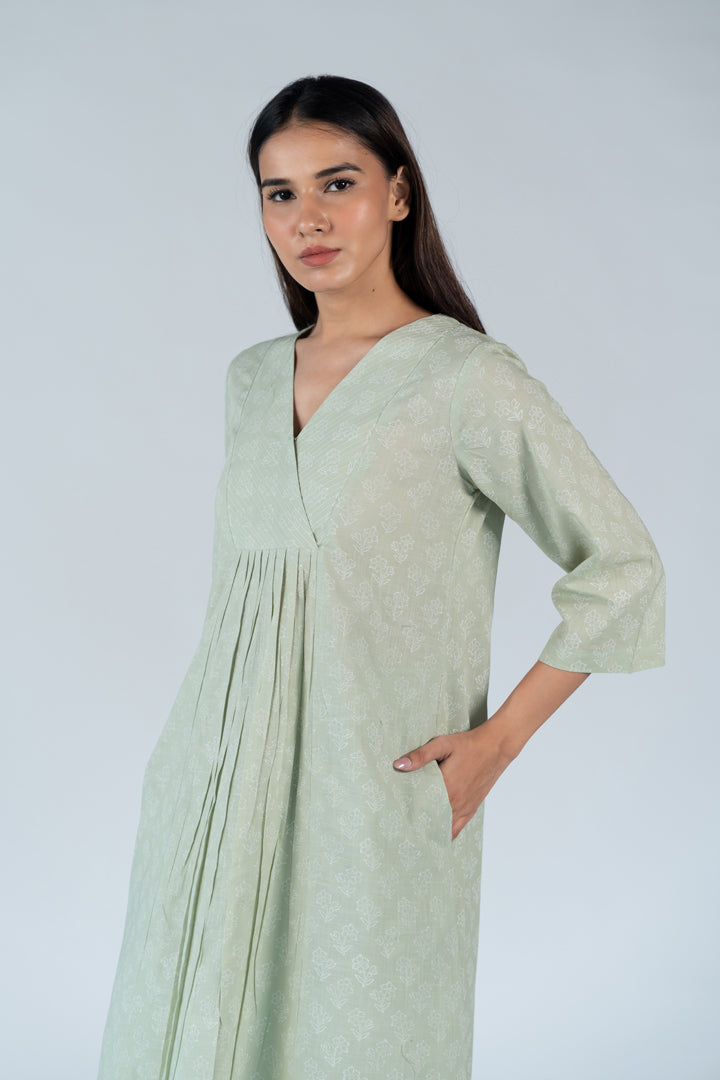 Cotton Hand Block Printed Kurta - Green