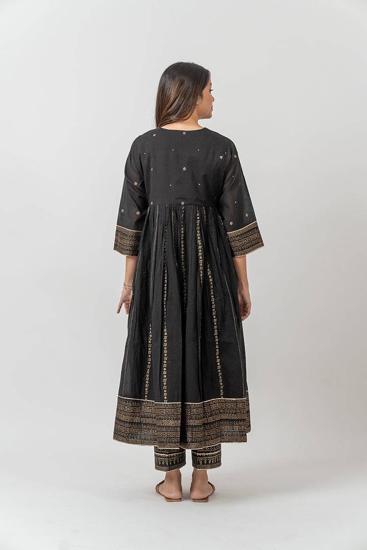 Cotton Rogan Printed  Kurta - Black