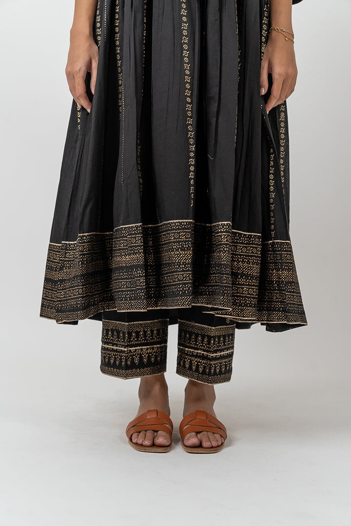 Cotton Rogan Printed  Kurta - Black