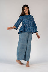 Cotton Hand Block Printed Palazzo - Blue