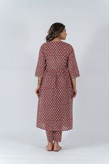 Cotton Hand Block Printed Kurta - Red