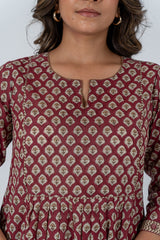 Cotton Hand Block Printed Kurta - Red