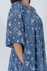 Cotton Hand Block Printed Kaftan - Blue