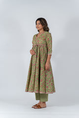 Cotton Hand Block Printed Kurta - Green