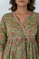 Cotton Hand Block Printed Kurta - Green