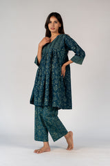 Cotton Hand Block Printed Tunic - Green