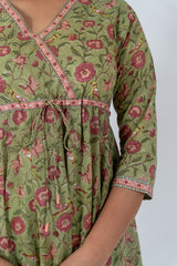 Cotton Hand Block Printed Kurta - Green