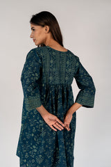 Cotton Hand Block Printed Tunic - Green