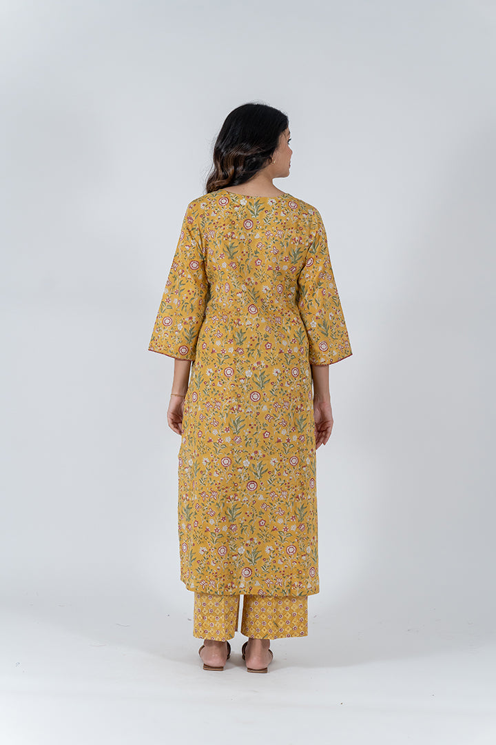 Cotton Hand Block Printed Kurta - Yellow