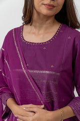 Cotton Rogan Printed  Kurta - Purple