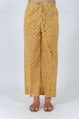 Cotton Hand Block Printed Parallel - Yellow