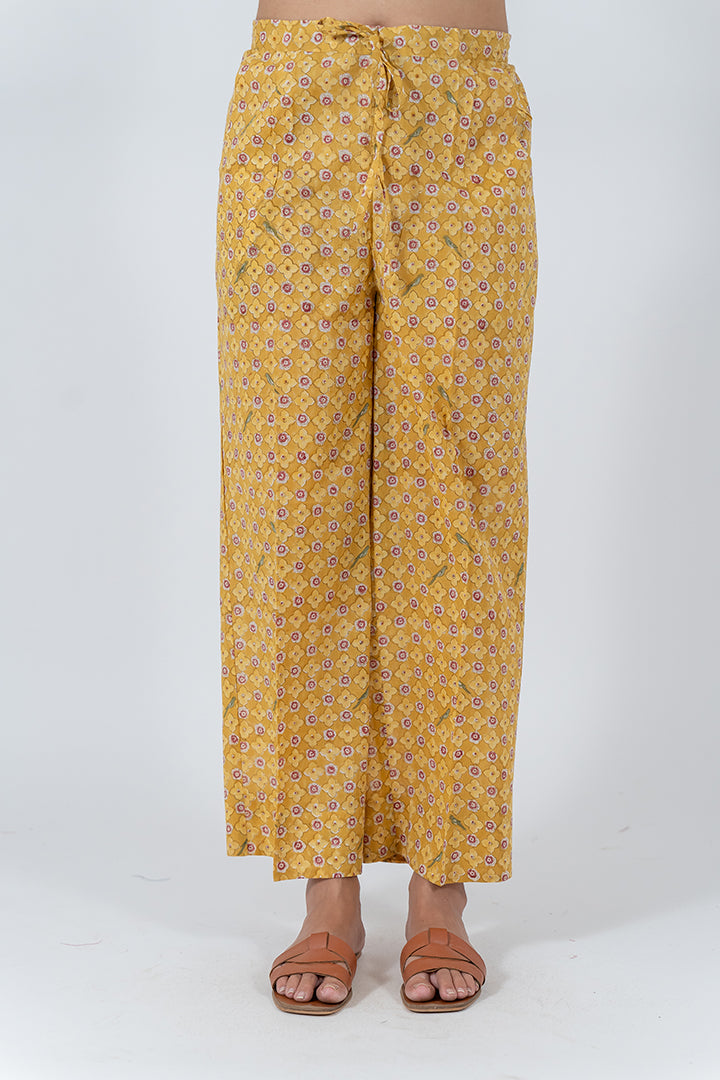 Cotton Hand Block Printed Parallel - Yellow