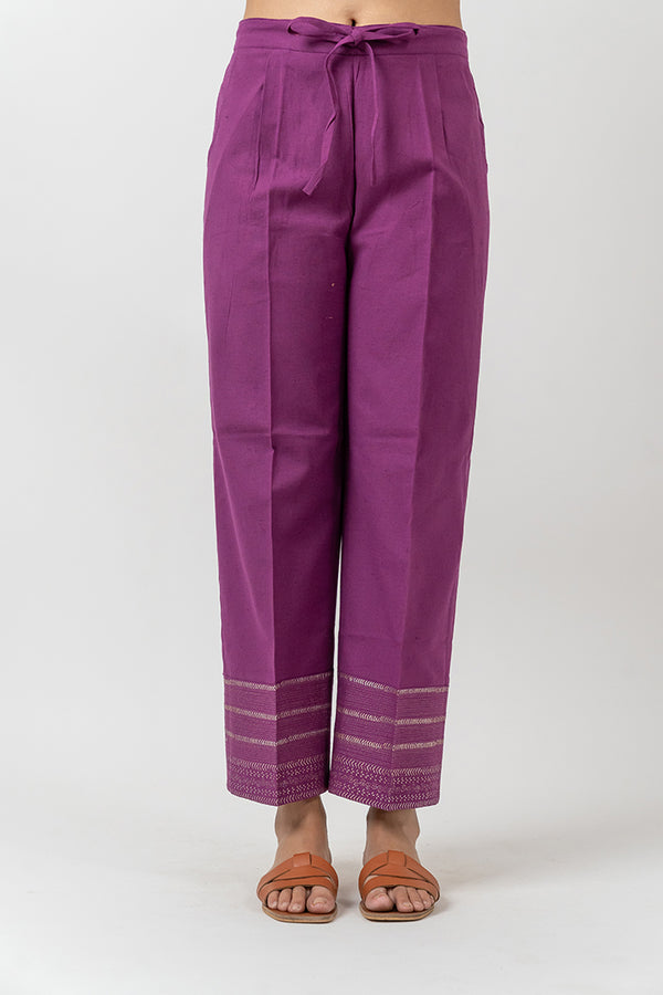 Cotton Parallel with Rogan Print- Purple