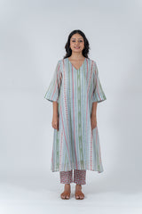 Cotton Hand Block Printed Kurta - Light Blue