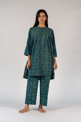 Cotton Hand Block Printed Tunic - Green