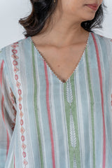 Cotton Hand Block Printed Kurta - Light Blue