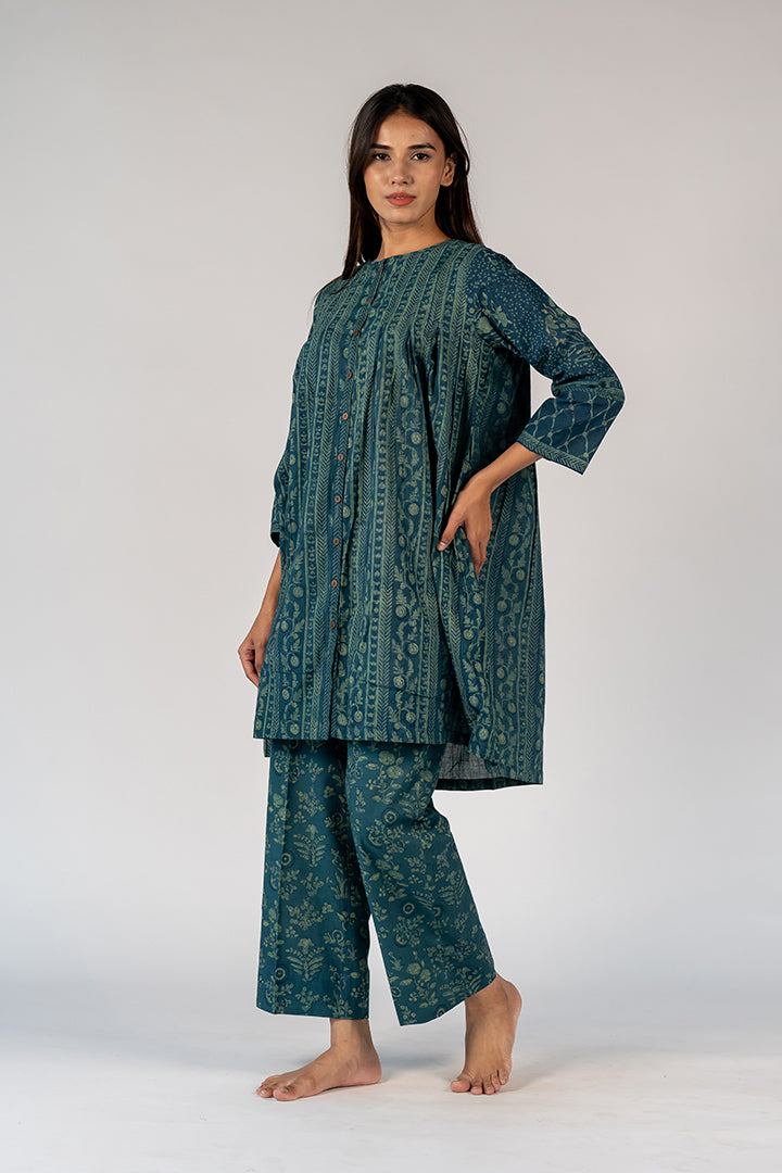 Cotton Hand Block Printed Tunic - Green