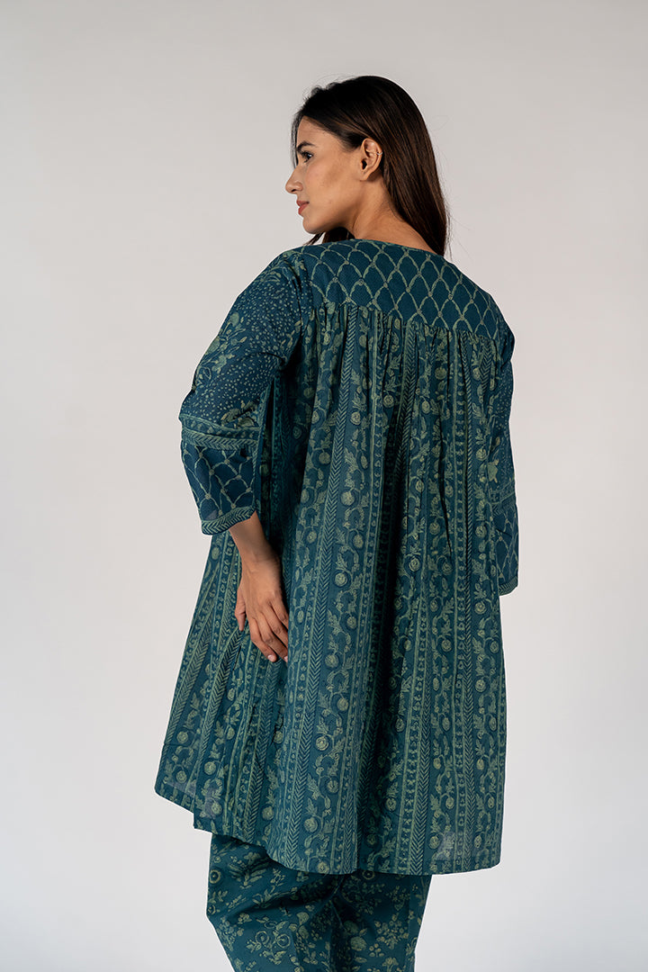 Cotton Hand Block Printed Tunic - Green