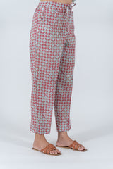 Cotton Hand Block Printed Pant - Red