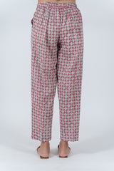 Cotton Hand Block Printed Pant - Red