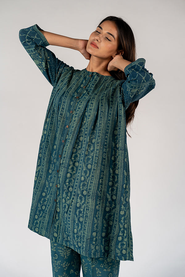 Cotton Hand Block Printed Tunic - Green