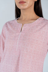 Cotton Hand Embroidery Kurta - Pink
