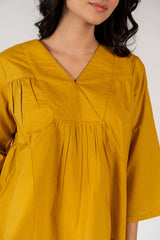 Cotton Hand Embroidered Top - Yellow