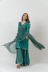 Cotton Sharara with Rogan Print - Green