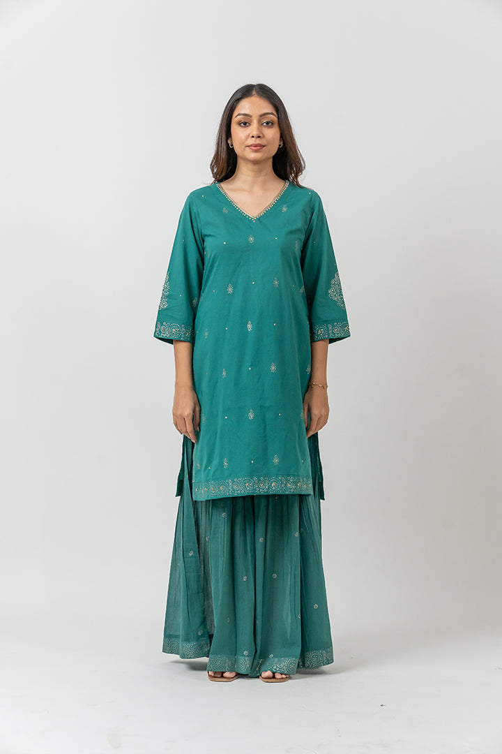 Cotton Rogan Printed  Kurta - Green