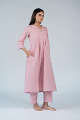 Cotton Hand Block Printed Kurta - Pink