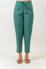 Cotton Pant with Rogan Print - Green