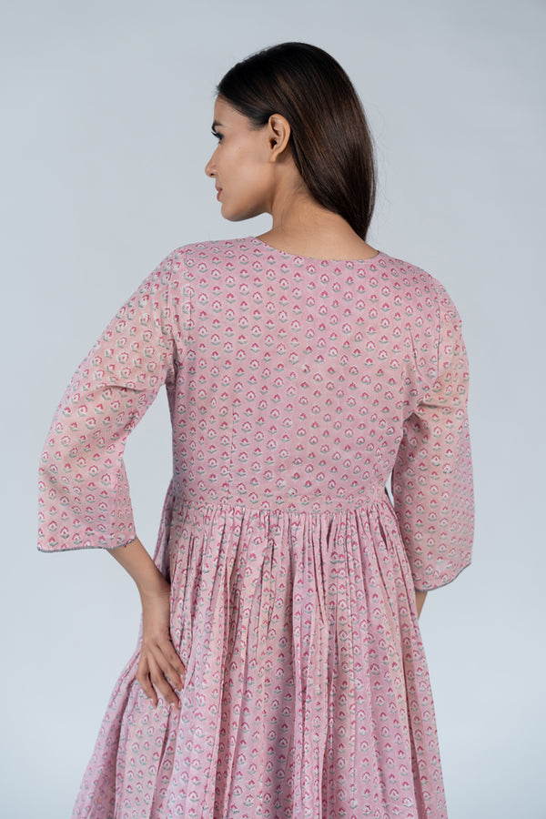 Cotton Hand Block Printed Kurta - Pink