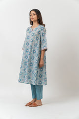 Cotton Hand block Printed Pant- Slate Blue