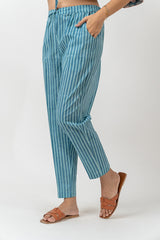 Cotton Hand block Printed Pant- Slate Blue