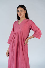 Cotton Hand Embroidery Kurta - Pink