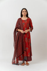 Kota Ajrakh Printed Dupatta - Maroon