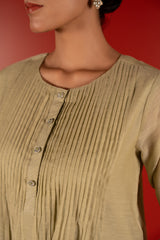 Chanderi Hand Embroidered Kurta - Green