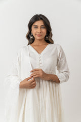 Cotton Khadi Printed Dupatta- White