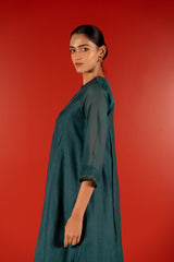 Chanderi Hand Embroidered Kurta - Blue