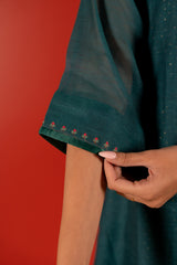 Chanderi Hand Embroidered Kurta - Blue