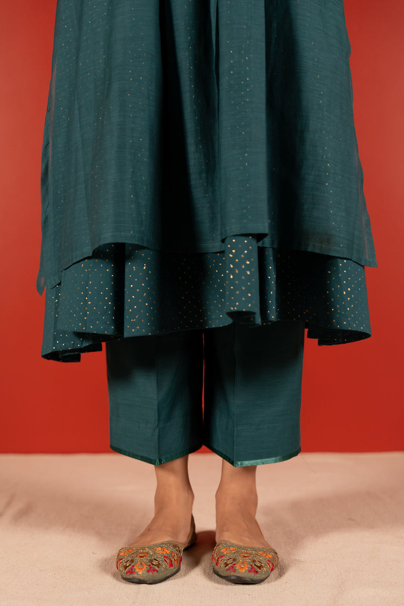 Chanderi Hand Embroidered Kurta - Blue