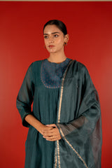 Kota Doria Printed Dupatta - Blue