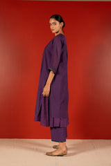 Chanderi Hand Embroidered Kurta - Purple