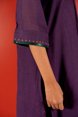 Chanderi Hand Embroidered Kurta - Purple