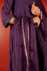 Kota Doria Printed Dupatta - Purple
