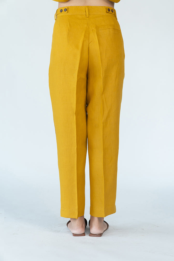 Linen Cotton Parallel- Mustard Yellow