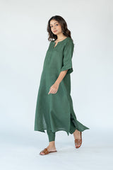 Linen Cotton Pant- Jade Green