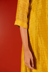 Silver Zari Chanderi Kurta - Yellow