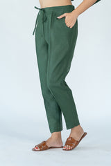 Linen Cotton Pant- Jade Green